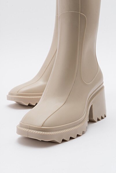Ccway Kadın Fermuarlı Yağmur Botu BEJ