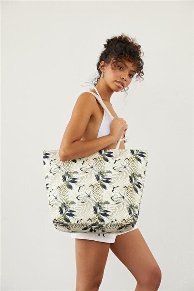 Louren 7701 Модель Довга Бежева Пляжна Сумка - З Ручкою