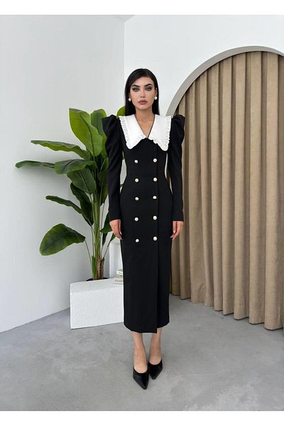 conconmoda Βρεφικό γιακά και κουμπιά Λεπτομερές μακρύ φόρεμα από λιλά