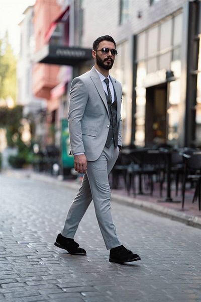 Salihtarzz Men's Combination Suit Gray - Slim Fit SD4878