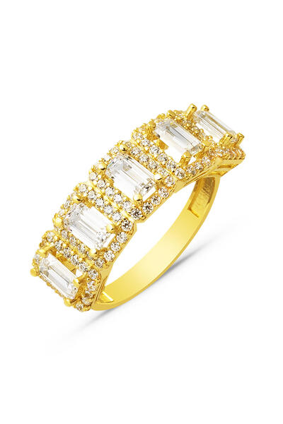 Bilezikci 14 Ayar Baget Beş Taşlı Altın Yüzük