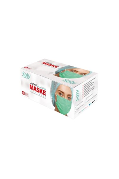 Soly Care Meltblownlu Yeşil 3 Katlı Full Ultrasonik Telli Maske 50 Adet