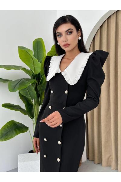 conconmoda Βρεφικό γιακά και κουμπιά Λεπτομερές μακρύ φόρεμα από λιλά