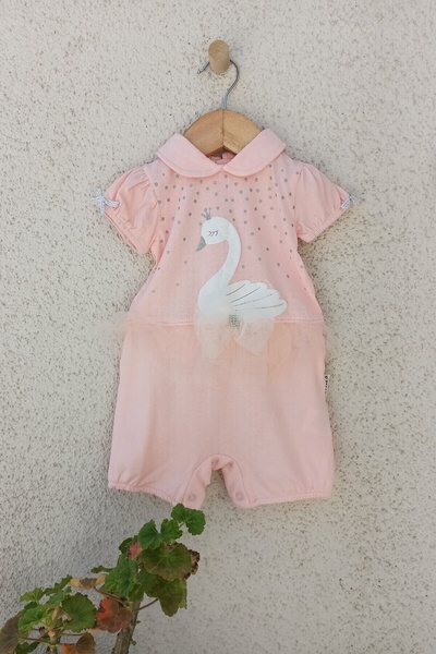 Genel Markalar Kuğu Desenli Kız Tulum 3-6-9 Ay