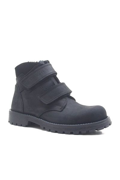 Rakerplus Παιδικές μπότες Sentor Γνήσιο Δερμάτινο Μαύρο Shearling Velcro