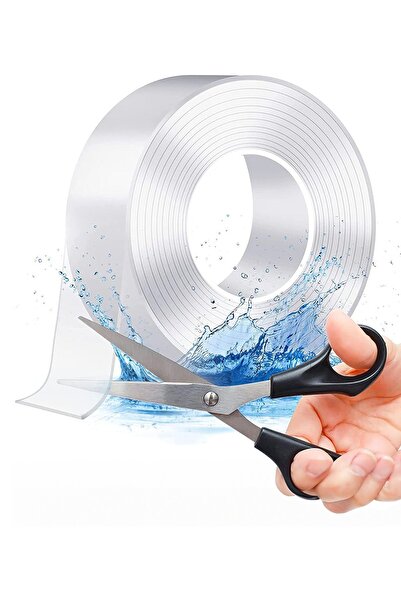 QesQin Çift Taraflı Ultra Güçlü Yapışkan Şeffaf Bant Nano Özellikli 3 Metre İ...