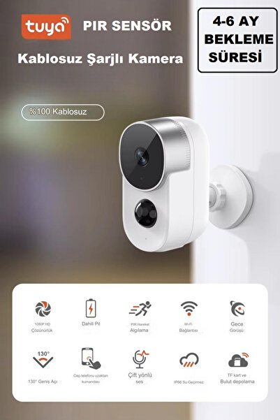 WİFİCAM Tuya Smart 1080p Wifi 100% Kablosuz Şarjlı Kamera 4-6 Ay Bekleme Süresi