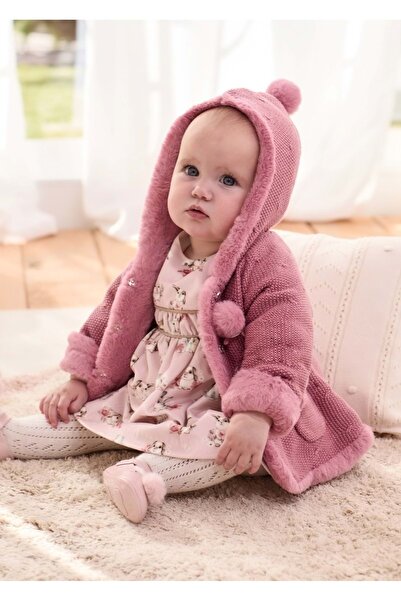 MAYORAL Pompon Cardigan Pomegranate Flower