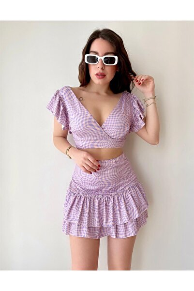 conconmoda FIRFIRLI CROP & ETEK TAKIM LİLA