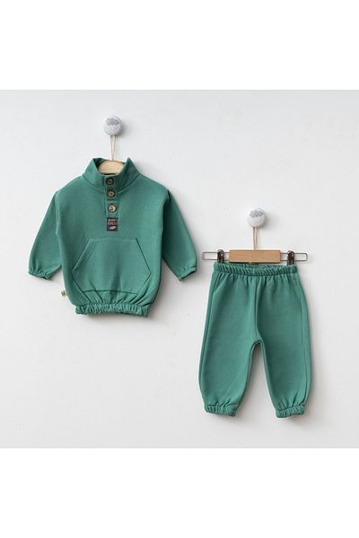Minimus Newborn Baby Girl and Boy Polar Sports Set Double Bottom Top Board Button Detail Pocketed Children's Set