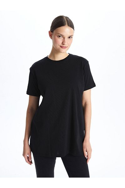 LC Waikiki Lcw Crew Neck Plain Short Sleeve Oversize Women's Tunic