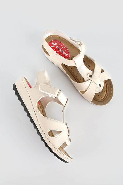 Ccway Women's Cross Velcro Sandals Beige