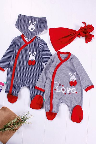 Babydonat Love Patterned 4-Piece Jumpsuit Set for Baby Boy