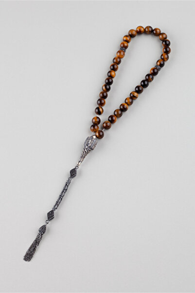 So CHIC... Kaplan Gözü Taşlı Geometrik Figürlü 28 Cm Tesbih