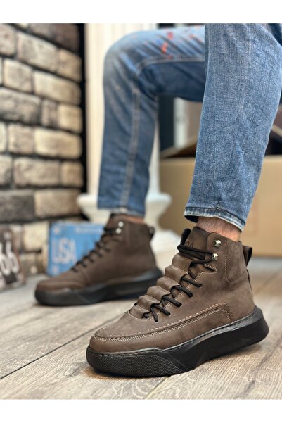 BOA BA0321 Hidden Lace Men's High Sole Brown Sports Boots