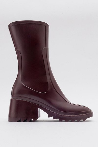 Ccway Women's Zippered Rain Boots Claret Red