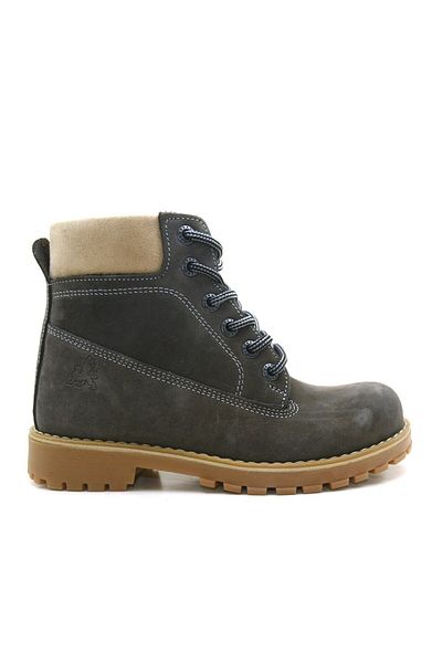 Rakerplus Cizme unisex pentru copii Neson din piele naturală, gri confortabile, cu fermoar