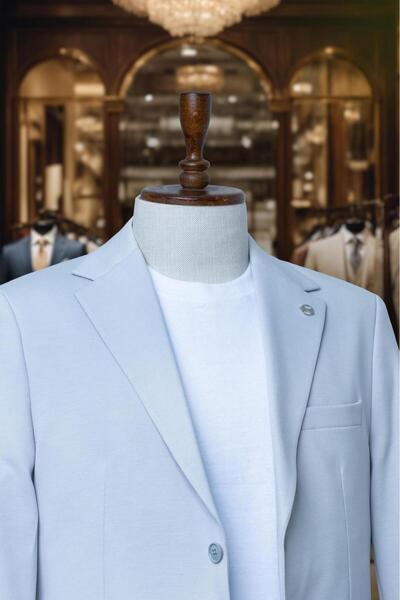 Salihtarzz Takım Elbise A.Mavi Düz Comfort Fit Mono Yaka SD4188