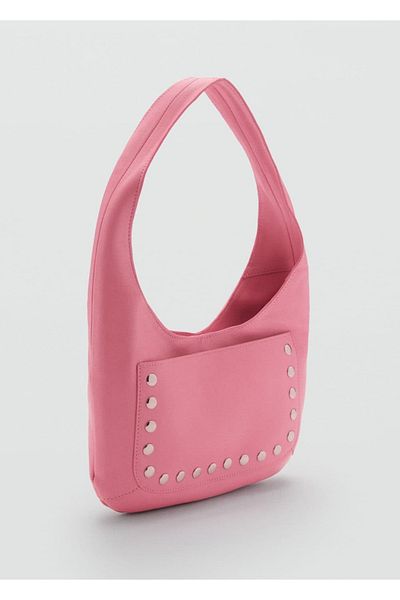 MANGO Woman Studded Leather Bag