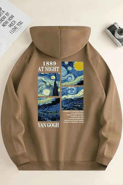 halowear Φούτερ από πλεκτό ύφασμα Unisex 2ip Raster Beige Van Gogh