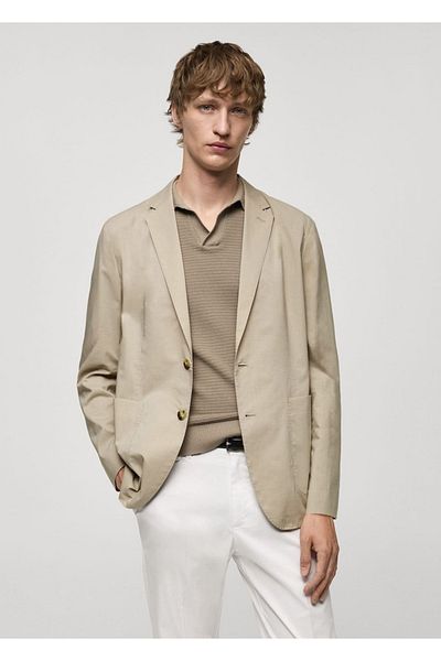 MANGO Man Cotton Lightweight Blazer Jacket