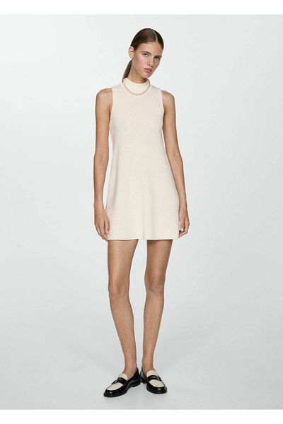 MANGO Woman Perkins Knitwear Dress with collar