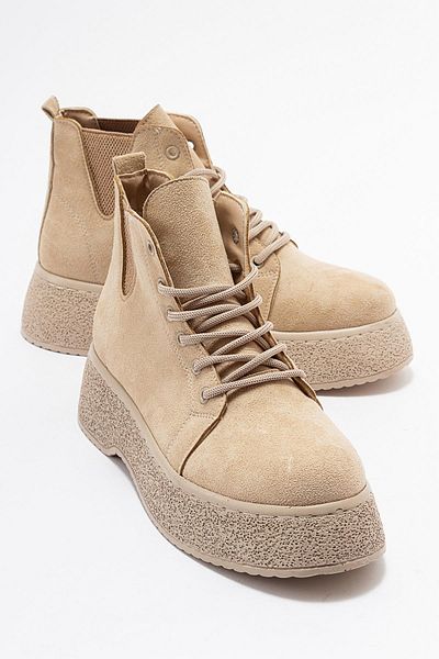 Ccway Cizme de damă V Cauciuc BEIGE SUEDE