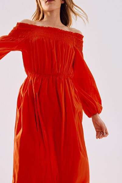 H&M Üst Kısmı Büzgülü Omuzları Açık Elbise