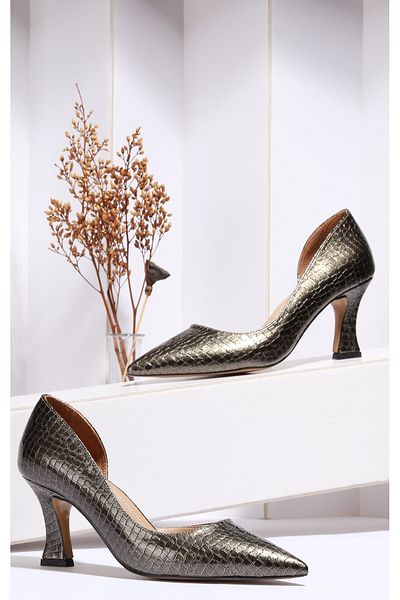 PARİS Pantofi stiletto asimetrici Platinum pentru damă