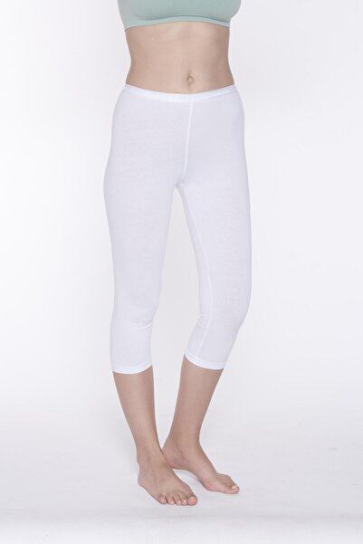 YILDIZ 3649 Beli Sa likrom Ženske kapri leggins