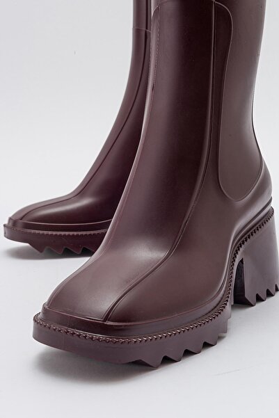 Ccway Kadın Fermuarlı Yağmur Botu BORDO