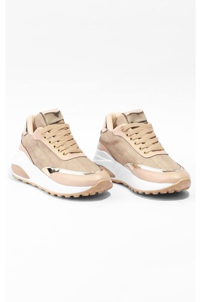 PARİS حذاء رياضي بيج - موديل باريس Lj698 برباط