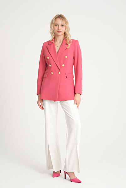 Soydan Güner سترة فوشيا مزدوجة الصدر - موديل 1024