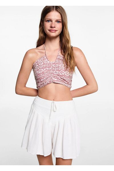 Mango Teen Bluză cropped cu imprimeu
