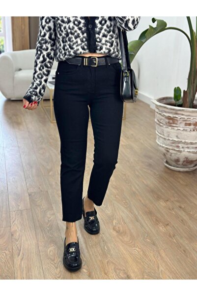 2she Дънки с маркови крачоли - черни