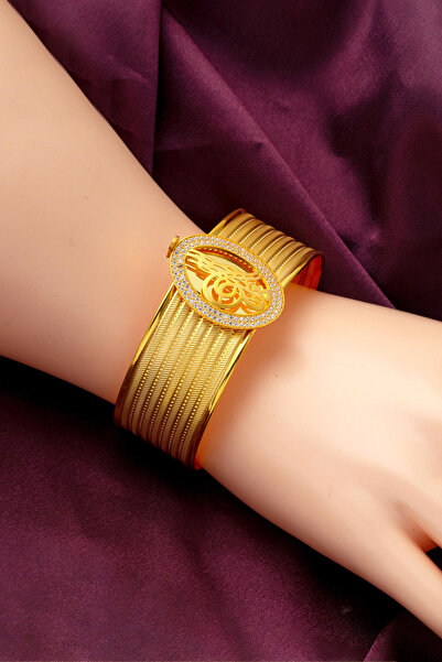 Bilezikci Trabzon Hasır 7 sıra Tuğralı Altın Kelepçe Bilezik