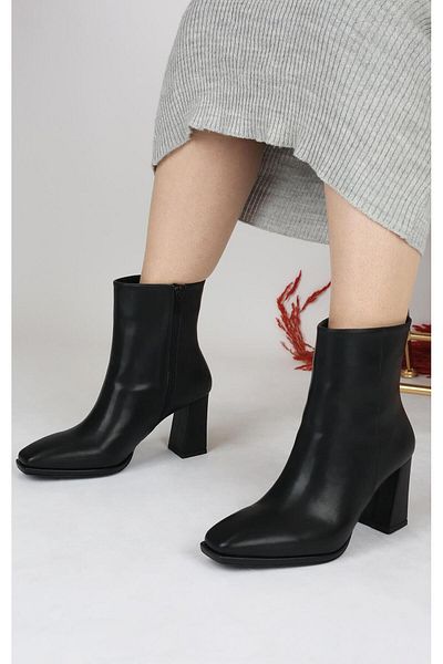 PARİS Paris Black Heeled Boots - Κλασικό Σχήμα