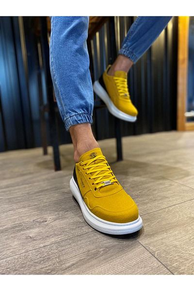 K&A High Sole Daily Suede Shoes Yellow