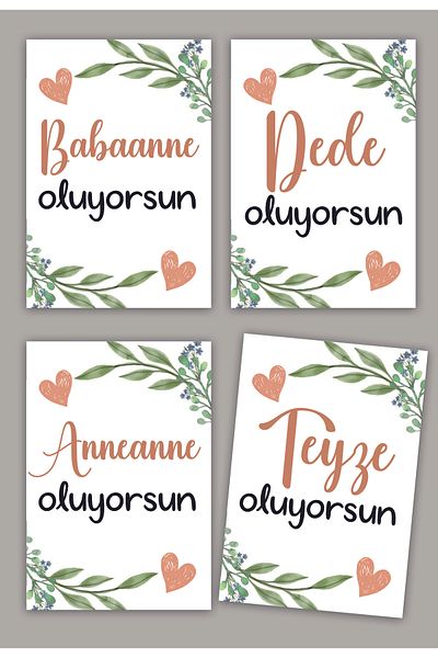 Pankart Evi 4 Pieces Baby Good News Memory Card Set - for Pregnant and Aunt Mother