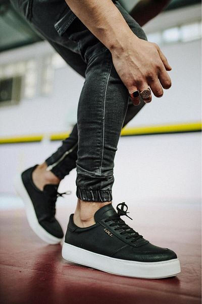K&A Casual Shoes Black (White Sole)