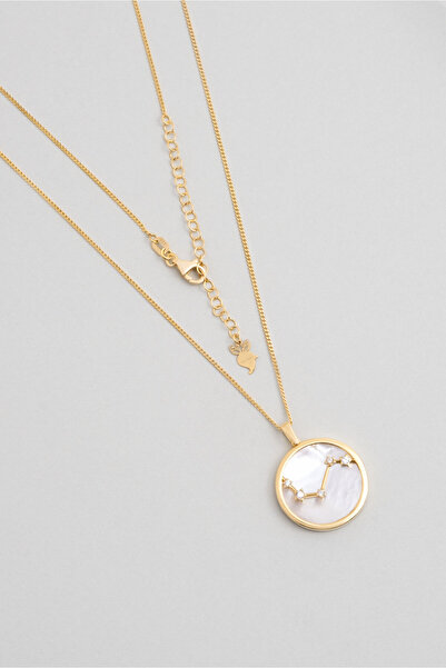 So CHIC... Koç Burcu 18 Ayar Sarı Altın Kaplama 48 Cm Gümüş Sedef Kolye