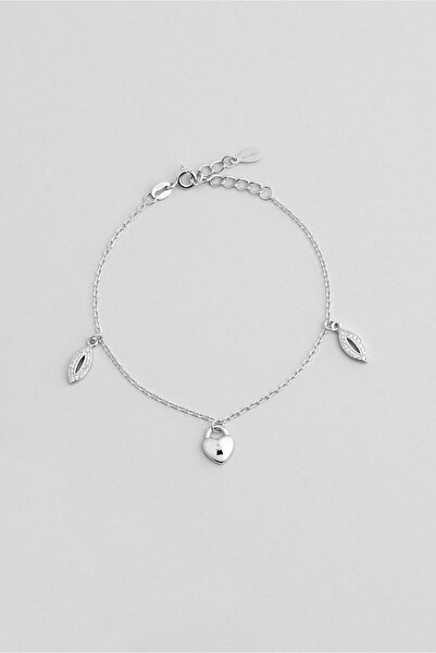 So CHIC... Aşk Anahtarı 18 Ayar Beyaz Altın Kaplama 19 Cm Gümüş Minimal Bileklik