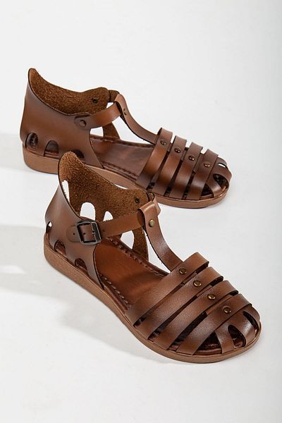 Ccway Sandale de damă din 4 piese piele bronzată