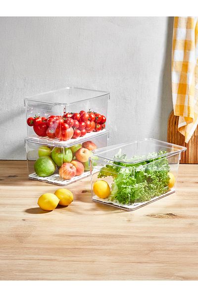 Milenay Crystal Fresh Series Plastic Fridge Storage Container with Lid, Refrigerator Organizer, 8L, 30X20X15Cm