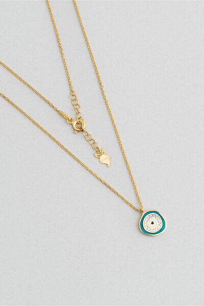 So CHIC... Horus Gözü 18 Ayar Sarı Altın Kaplama 45 Cm Gümüş Nazar Kolye