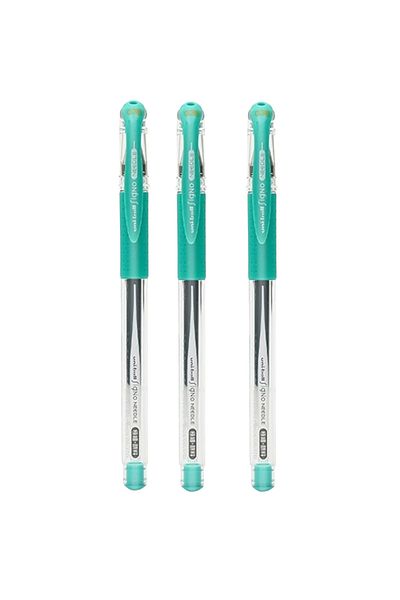 UNİ-BALL UNIBALL Signo Needle - 0.38 English Tip Gel Pen, Emerald Green (Three Pieces)