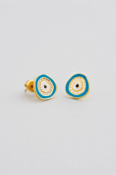 So CHIC... Horus'un Gözü 18 Ayar Sarı Altın Kaplama Gümüş Nazar Küpe