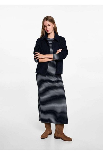 Mango Teen Rochie cu dungi cu fantă lurex