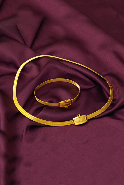 Bilezikci Klasik Tokalı 3 Sıra Trabzon Hasır Altın Set 14 Ayar