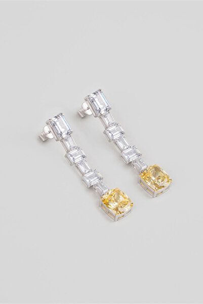 So CHIC... Güneş Işıltısı 18 Ayar Beyaz Altın Kaplama Gümüş Tasarım Küpe